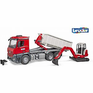 Mb Arocs Truck With Roll-off-Container w/ Mini Excavator
