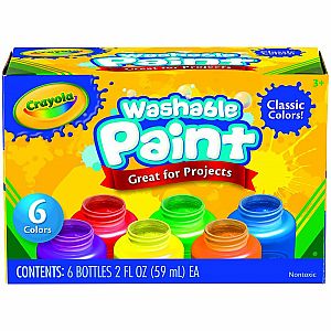 Crayola Washable Kids Paint, 6 Count Classic Colors