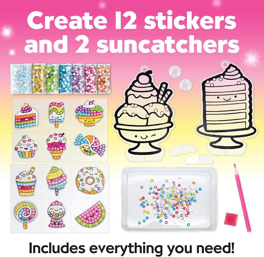 Big Gem Diamond Painting Craft Kit for Kids, Stickers and Suncatchers 