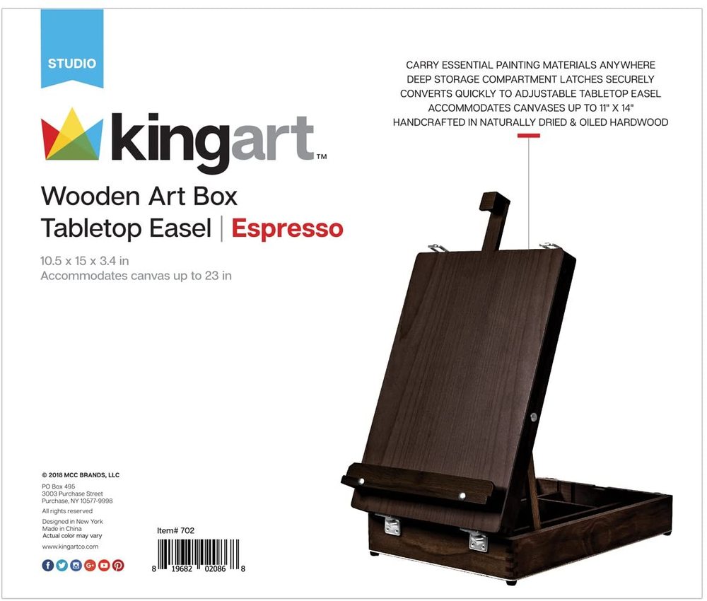 Kingart Wooden Art Box Tabletop Easel - Espresso