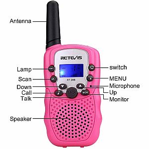 Retevis RT388 2 pcs Kids Walkie Talkies with Flashlight - Pink